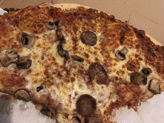 Sausage and mushroom pizza