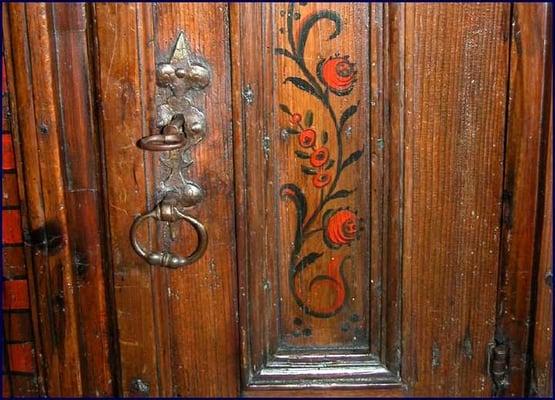 c. 1650's Swiss Chalet Cabinet with original paint