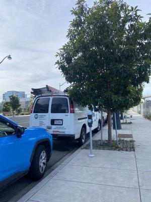 Creepy employees in work van