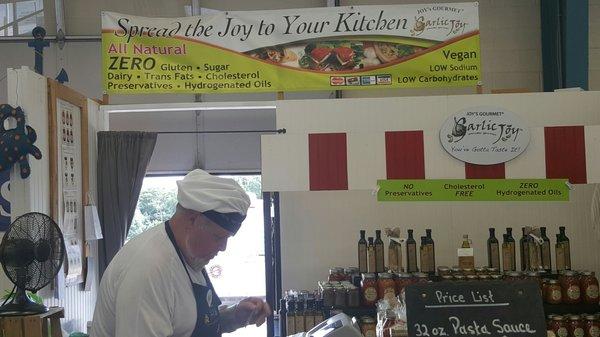 Greg selling some pesto sauce!