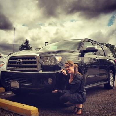 This customer was extremely pleased with her new bumper! Call us for your auto repair needs. 303-952-7662.