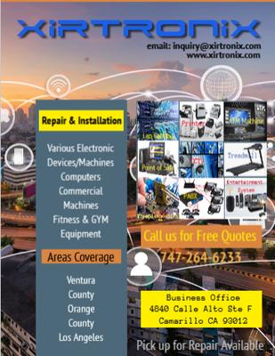 Repair & Installation of any electronic gadgets, devices and electromechanical commercial machine