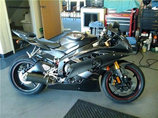 My 2007 R6 raven demo bike with custom sound system installed