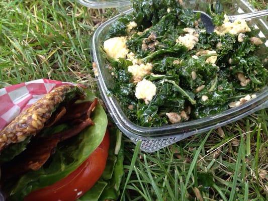 Kale salad and the EGG PLANT BLT