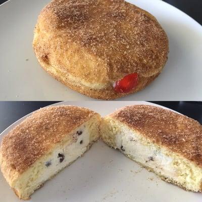 Donut stuffed with cannoli filling