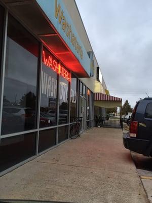 Parking lot and neighboring business