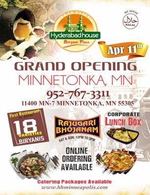 We are Opening our doors on April 11, 2018. All are Welcome. Come and enjoy best Hyderabadi food.