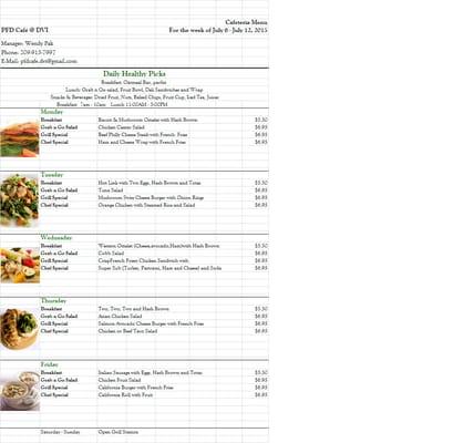 Weekly Menu (July 6 - July 12, 2015)