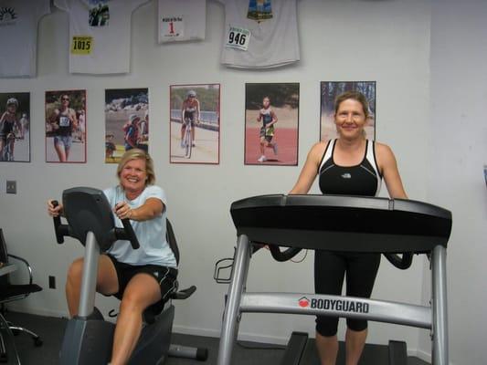 Cheri and Diane warming up for a killer workout!