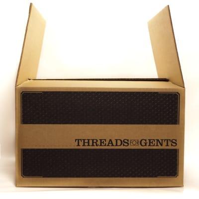 In house design and printed boxes for Threads for Gents