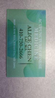 Alice Chen Acupuncture & Herbology Ms Lac