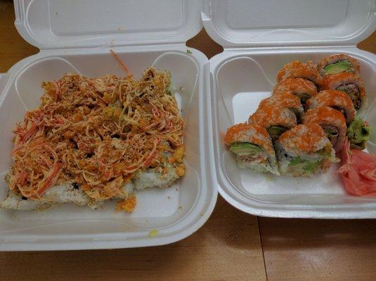 Left: Deluxe Shrimp Tempera  Right: Spider Roll