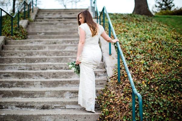Rachel in a couture bridal gown - Each gown is custom designed and sewn to my brides desires.