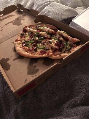 After one hour they delivered us completely cold food, and the pizza looked like scrambled eggs!