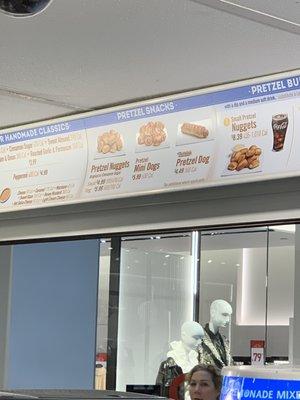 Menu for the lower level store