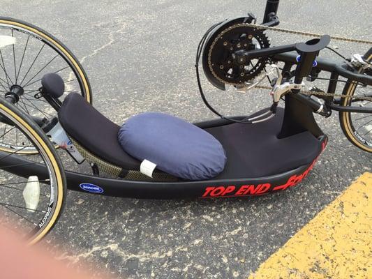 Top end racing hand cycle. Looking for rear carbon disc rims