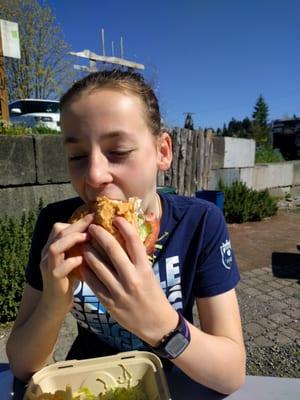 Burger extraordinary. Goat burger, yummy