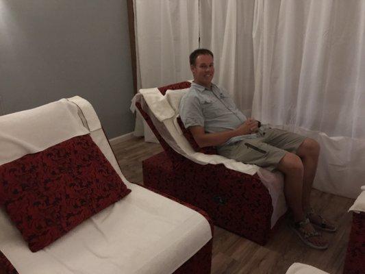 Curtains around our chairs made it feel more private.