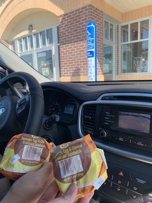 Sausage egg and cheese croissant breakfast sandwich!