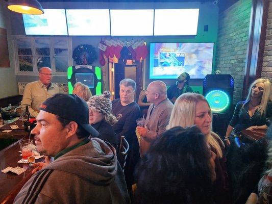 Neighborhood Pub, friendly crowd, jukebox, bar menu, 9 TVs and NFL Sunday Ticket.