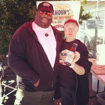 Miko Ross, sauce master, with his Grandmother/devoted sauce patron.