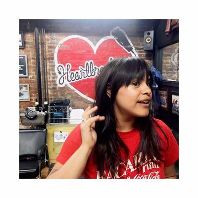 Amanda; cut and styled by Cara, new fringe!