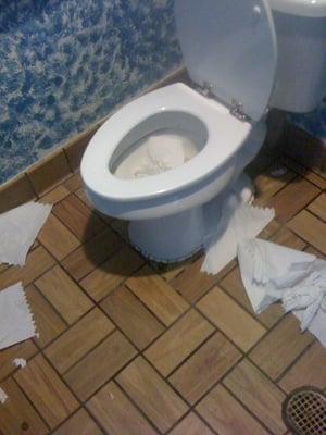 Gross bathroom that looks like it never gets cleaned.