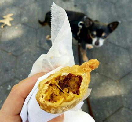 Chihuahua-approved beef-and-cheese empanada.