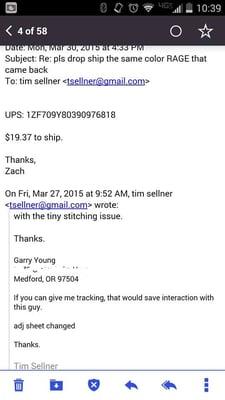 Tim Sellner (owner) showing us in email how he really feels about his customers.