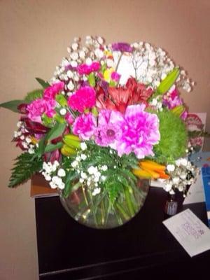 Light of My Life bouquet. Orange Peruvian lilies still budded will give my sis a pretty surprise once they bloom fully.