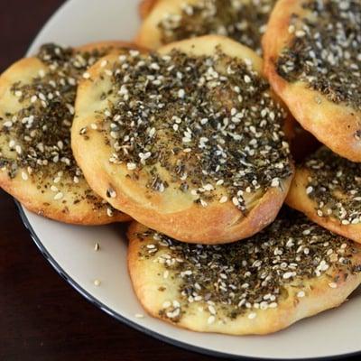 Manaeesh, mediterranean pastry topped with Za'atar