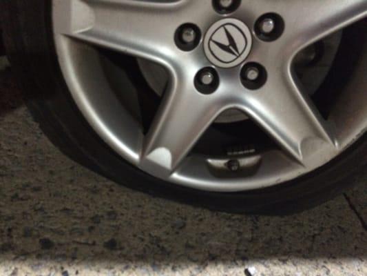 Busted tired from their parkig lot, asked Tom, one of their personnel and told me he don't know nothing about it.