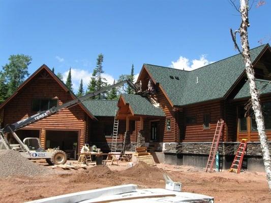 Custom Log Home under construction