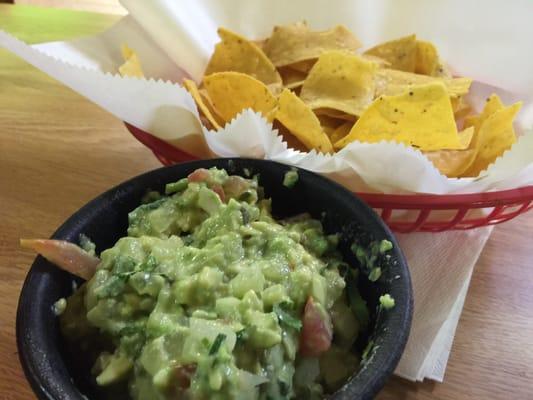Guacamole with chips.