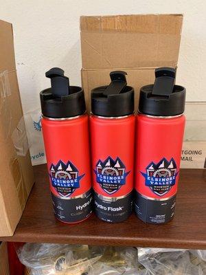 Custom full-color printed Hydro Flasks.