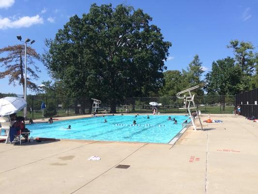Mander pool is tree-lined and rather large.
