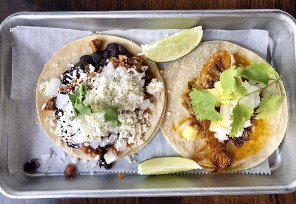 Al pastor and chorizo tacos