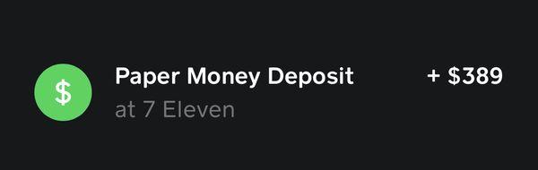 Added $390 was charged $1 leaving balance of $389