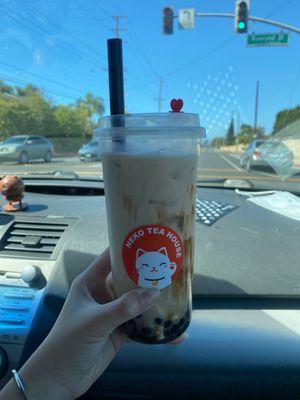 I had the Green Milk Tea with Boba & cream brulee. They're soft opening right and having BOGO promotion :))