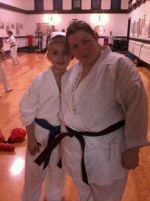 My nephew and I with our new belts!