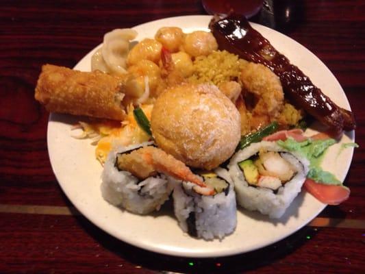 A sampling of the many different items on the buffet the coconut shrimp is really good FYI