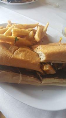 Chicken cheese Philly sandwich