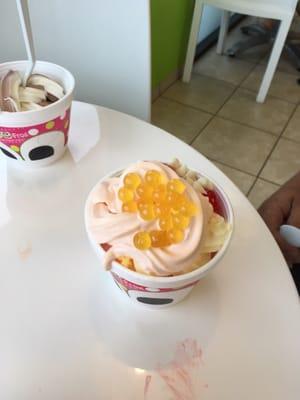 Yummy frozen yogurt and toppings