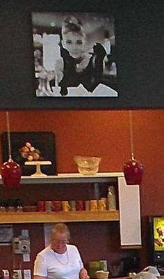 Audrey Hepburn views the dining area at Breakfast at Tiffany's