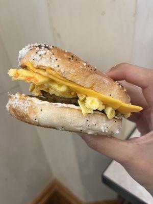 Slopped together a bagel sandwich. Bagel was way too salty