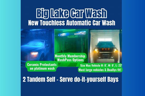 Big Lake Car Wash Touchless Automatic and 2 tandem Self Serve Bays