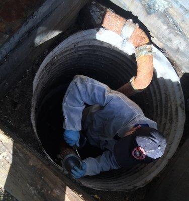 Fixing 4"cast Iron pipe.