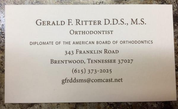 Dr. Ritter is an excellent Orthodontist.