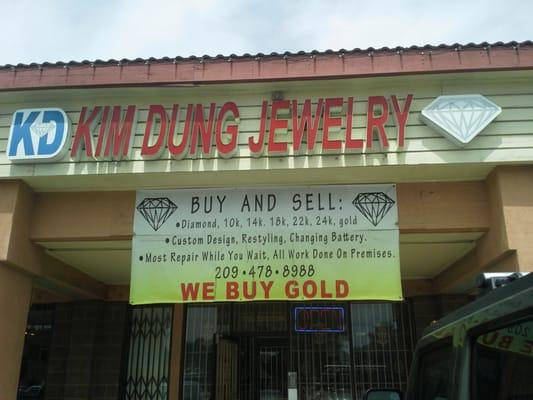 Kim Dung Jewelry & Watches Store Front, Normandy Village Shopping Center, Stockton, CA.
