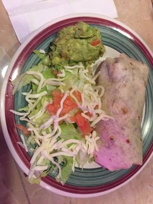 Steak burrito, good.